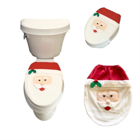 🌸New🌸 Santa Toilet Cover One Size Stretch Christmas NIP - Picture 2 of 7
